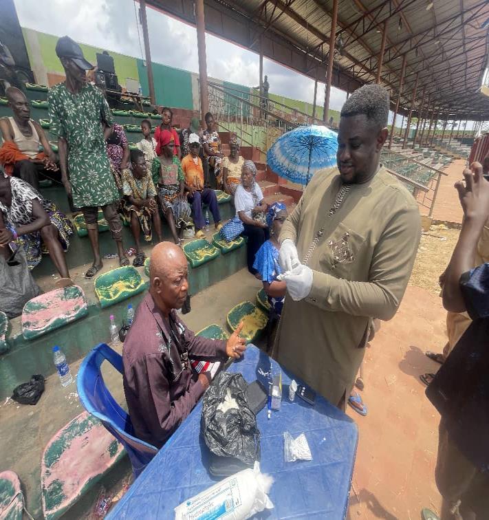 Blood Pressure and Blood Sugar check going on during the Abakaliki health intervention program.